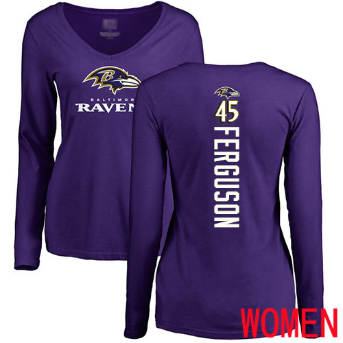 Baltimore Ravens Purple Women Jaylon Ferguson Backer NFL Football #45 Long Sleeve T Shirt->youth nfl jersey->Youth Jersey